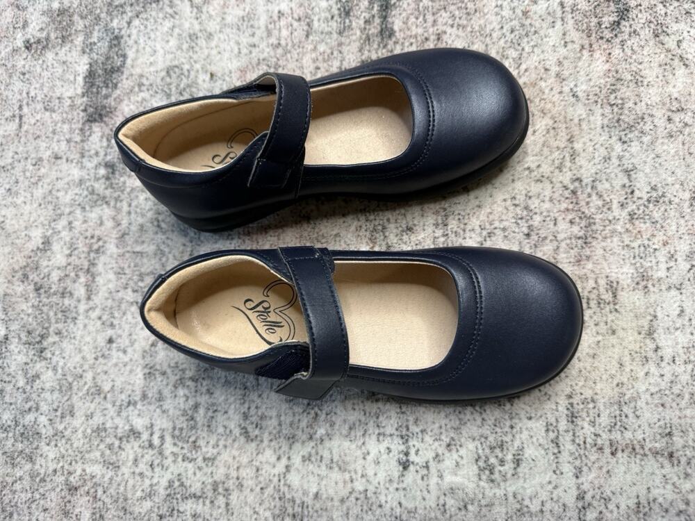 Girls Kids Mary Jane Flats Shoes Comfort Lightweight School Uniform Sz 12 Blue